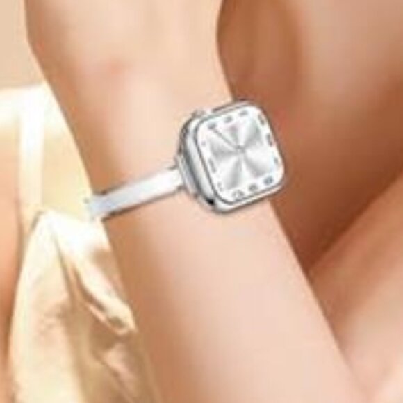 NEW Slim Silver/White Luxury Apple Watch Band main image 5